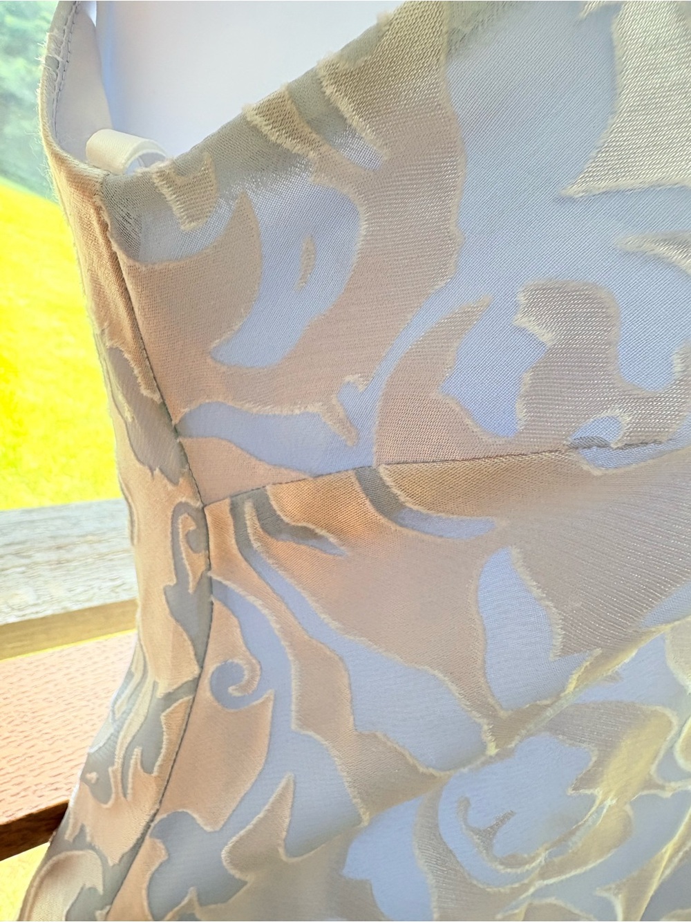 Vintage INXS Elegant Periwinkle Sterling Slip Dress Fleur de Lis Velvet Burnout - Picture 4 of 8